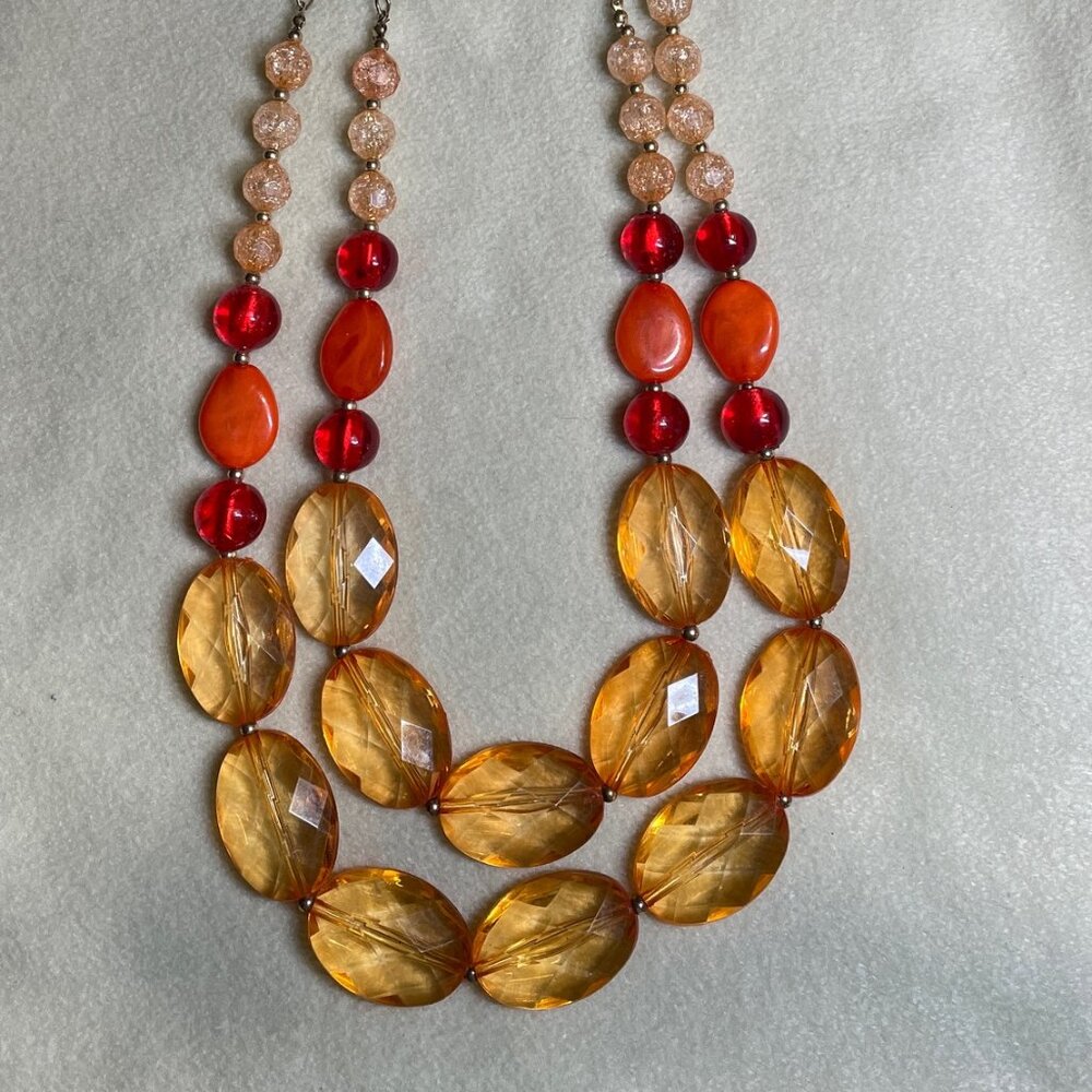 Double-stranded Faceted Beaded Necklace.